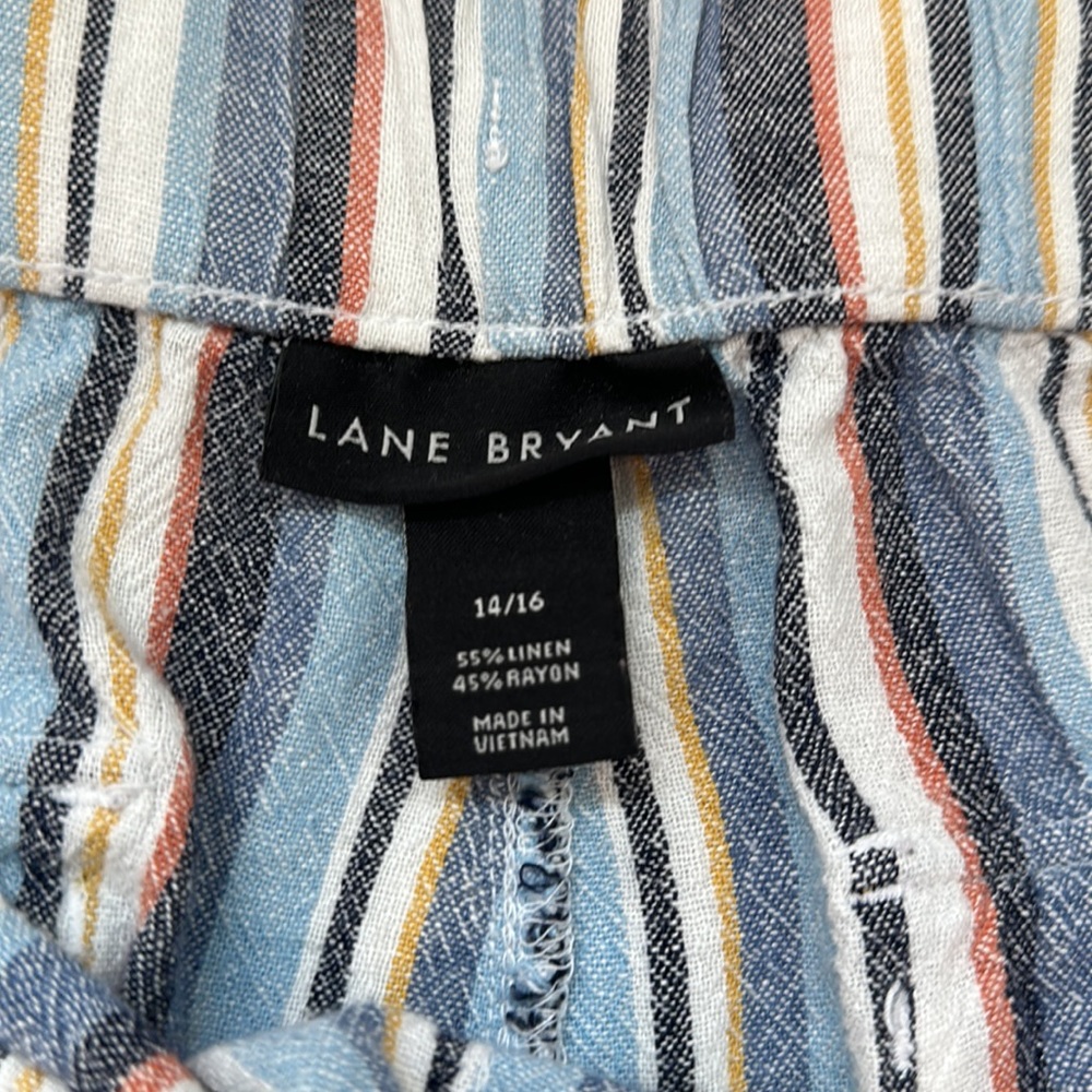 Lane Bryant Linen Blend Draw String Striped Summe… - image 5